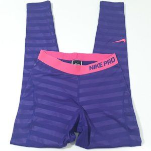 Nike Pro Womens Dri Fit Purple Elastic Waist Pull On Yoga Pants Size Medium
